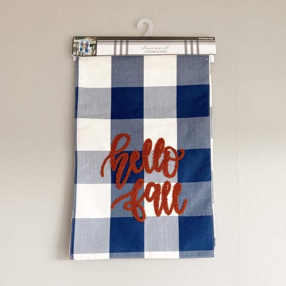 Kirklands Other - NWT Hello Fall Navy Plaid Table Runner
